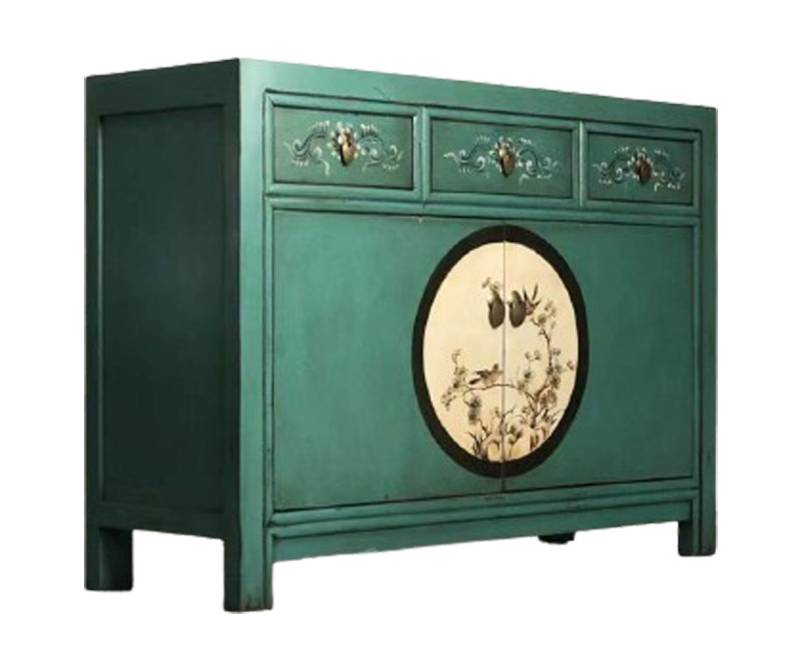 OPIUM OUTLET Kommode Asia Schrank Sideboard orientalisch chinesisch (Hochzeitsschrank, Möbel asiatisch komplett montiert), Vintage-Stil, smaragd-gün von OPIUM OUTLET