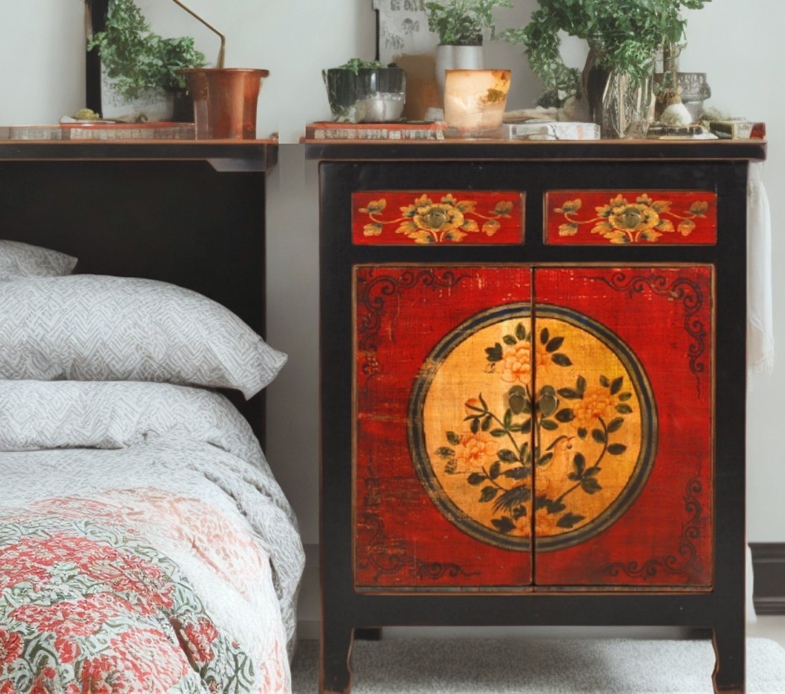 OPIUM OUTLET Kommode Chinesischer Schrank Möbel asiatisch orientalisch, Vintage Landhaus-Stil, komplett montiert, Sideboard Anrichte aus Holz von OPIUM OUTLET