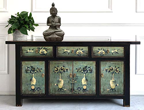 OPIUM OUTLET Kommode Sideboard Schrank Anrichte Buffet chinesisch asiatisch orientalisch Vintage Shabby grün-schwarz von OPIUM OUTLET