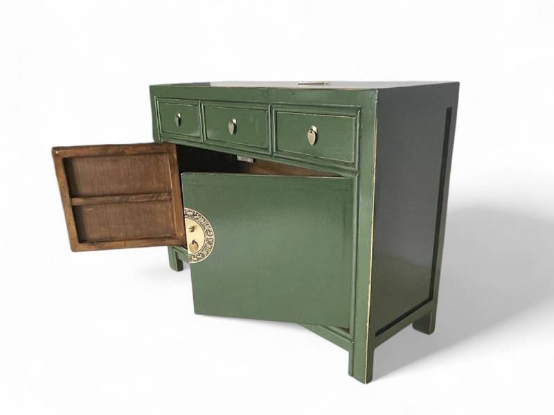 OPIUM OUTLET Kommode Vintage Schrank Sideboard asiatisch chinesisch orientalisch (B x T x H: 117 x 40 x 85 cm, Anrichte Buffet grün), Asia Möbel Hochzeitsschrank komplett montiert von OPIUM OUTLET