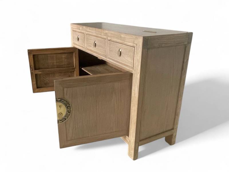OPIUM OUTLET Kommode Vintage Schrank Sideboard asiatisch chinesisch orientalisch (B x T x H: 117 x 40 x 85 cm, Anrichte Buffet natur-braun), Asia Möbel Hochzeitsschrank komplett montiert von OPIUM OUTLET