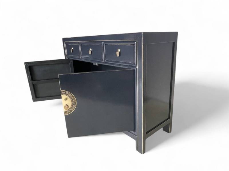 OPIUM OUTLET Kommode Vintage Schrank Sideboard asiatisch chinesisch orientalisch schwarz (B x T x H: 117 x 40 x 85 cm, Anrichte Buffet schwarz), Asia Möbel Hochzeitsschrank komplett montiert von OPIUM OUTLET