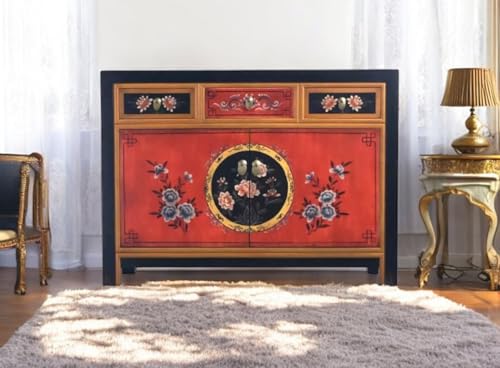 OPIUM OUTLET Möbel Kommode Schrank Sideboard chinesisch asiatisch orientalisch Vintage handbemalt Lieferung komplett montiert Holz (33082-4) von OPIUM OUTLET