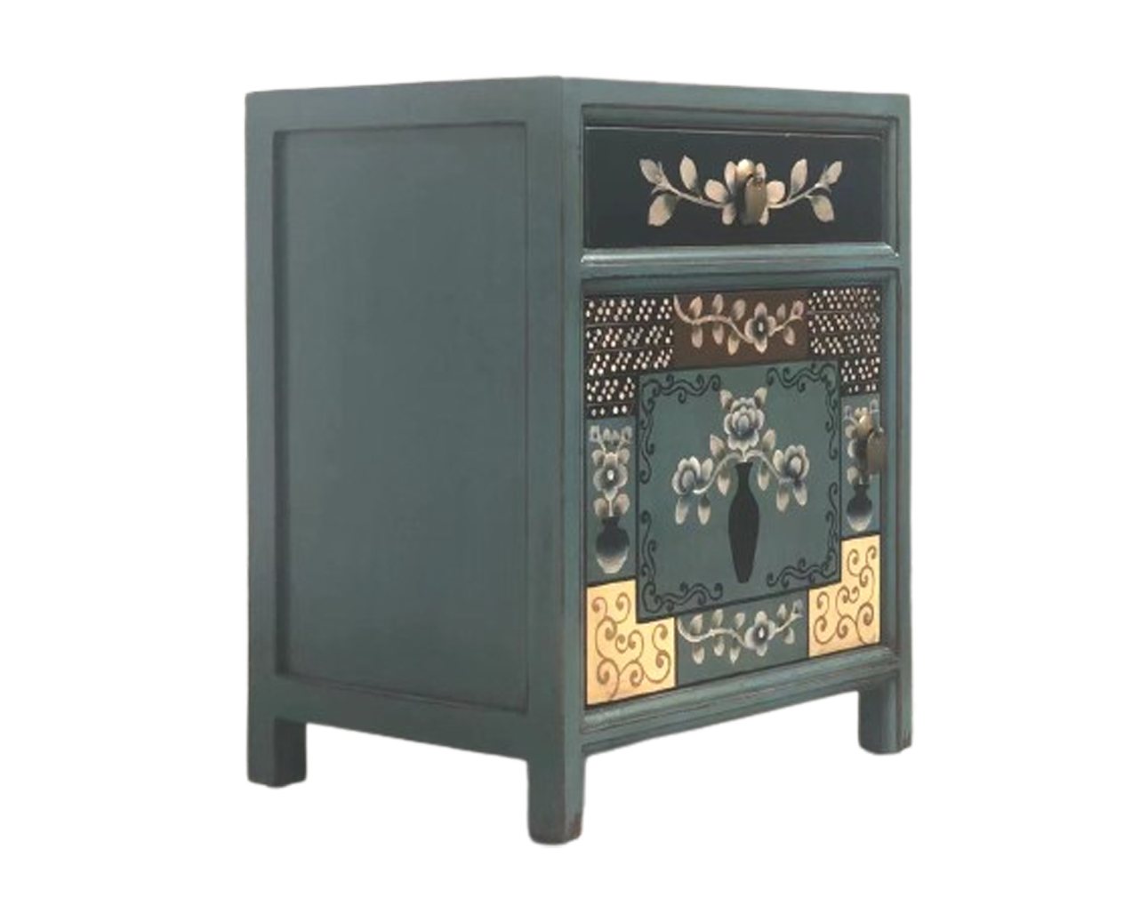 OPIUM OUTLET Nachtkommode Orientalisches Nachtkästchen asiatischer Nachtschrank (asia asiatsich chinesisch orientalisch Nachttisch Nachtkonsole, Schlafzimmer Möbel komplett montiert), Vintage Shabby-Chic Landhaus Antik-Stil von OPIUM OUTLET