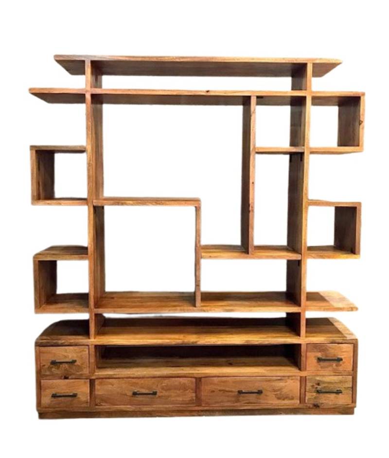 OPIUM OUTLET Raumteilerregal Raumteiler Regal Kommode Lowboard Massivholz Mango, Lowboard & Regal, komplett montiert, BxTxH: 200x45x220 cm von OPIUM OUTLET