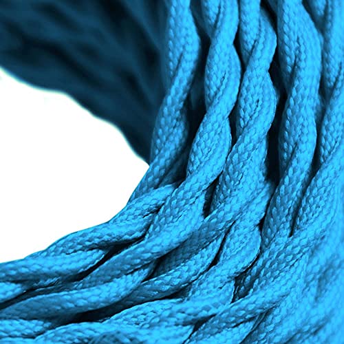 Vintage Gepflochten Textilkabel 2 adrig | Stoffkabel, Elektrokabel 2x0,75 | 5m | Polyester Kabel für Lampe & Tischlampe & Hängelampe | Blau Textilummanteltes | Retro erdkabel von Oplot von OPLOT braid side of life