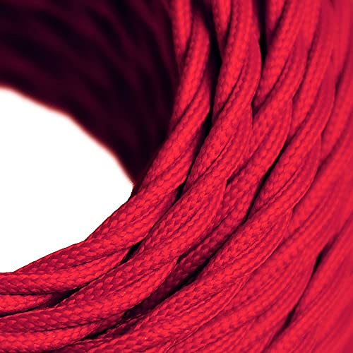 Vintage Gepflochten Textilkabel 3 adrig | Stoffkabel 3x0,75 mit Erdleiter | 3m | Polyester Kabel für Lampe & Tischlampe & Hängelampe | Rot Textilummanteltes | Retro erdkabel von Oplot von OPLOT braid side of life