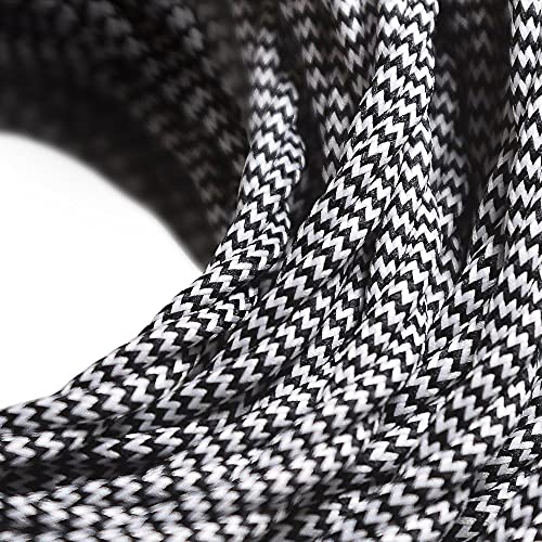 Vintage Gepflochten Textilkabel 3 adrig | Stoffkabel 3x0,75 mit Erdleiter | 5m | Polyester Kabel für Lampe & Tischlampe & Hängelampe | Zebra Textilummanteltes | Retro erdkabel von Oplot von OPLOT braid side of life