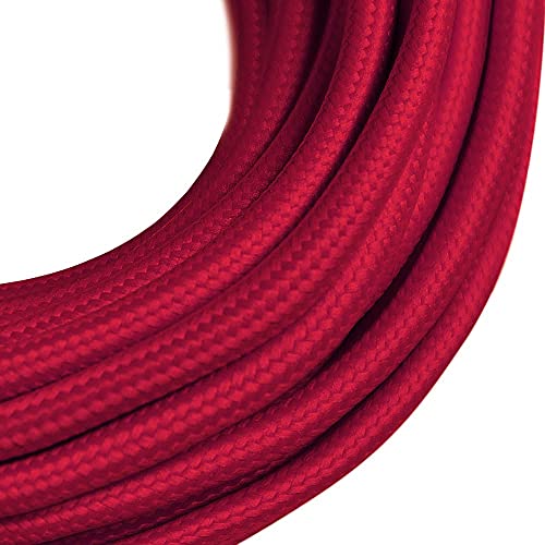 Vintage Textilkabel 2 adrig | Stoffkabel, Elektrokabel 2x0,75 | 3m | Polyester Kabel für Lampe & Tischlampe & Hängelampe | Rot Textilummanteltes | Retro erdkabel von Oplot von OPLOT braid side of life