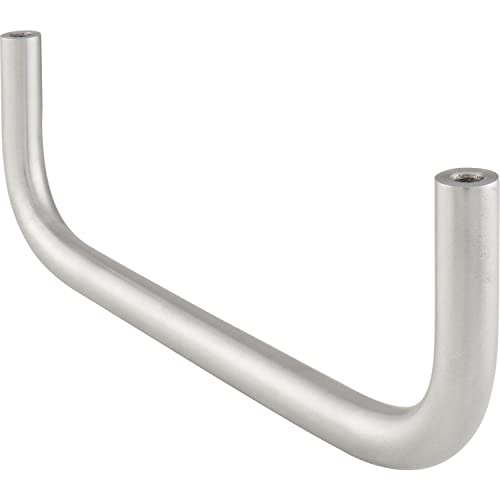 OPO 75 9012 17 Grimme Nora U-Form Kleiderstange (Garderobenstange) für die Wand- und Fachboden-Montage ø 12mm, 192x65mm Edelstahl gebürstet, Silber, Länge 192 mm von OPO