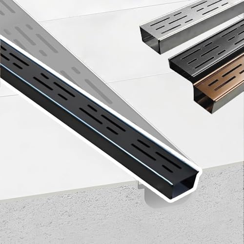 OPOLDBDMAC 1m Entwässerungsrinne Terrassenrinne Edelstahl Abflussset，Schmaler Abflussgraben Für Hof, Garten，Lineare Regenrinnensiebe Mit Abnehmbarem Gitter(Black,5x5cm/2x2in) von OPOLDBDMAC