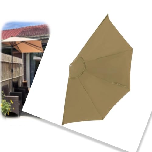 OPOLDBDMAC 2.7m Halbschirm Ersatzdach 5 Streben Halbrund Sonnenschirm Ersatzdach Für Terrassenschirm, Halbrund Sonnenschirmbezug Ersatz Polyester Stoff UV-Schutz, Nur Vordach(Khaki) von OPOLDBDMAC