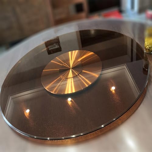 OPOLDBDMAC 70cm Gehärtetem Glas Drehteller Für Esstisch, Großer Lazy Susan Drehbare Servierplatte Esstisch Lazy Susan Tischplatte Drehscheibe Drehbar Servierteller - Braun Glas(36"/90cm) von OPOLDBDMAC