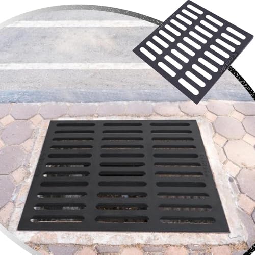 OPOLDBDMAC Auffahrt Abflussgitter Draußen Kanalisationsrost 50x50cm 60x60cm 70x70cm Einlaufrost Abflusssieb, Schwarzer Quadratischer Abwasserkanal Abdeckung(20x20in(50x50cm)) von OPOLDBDMAC