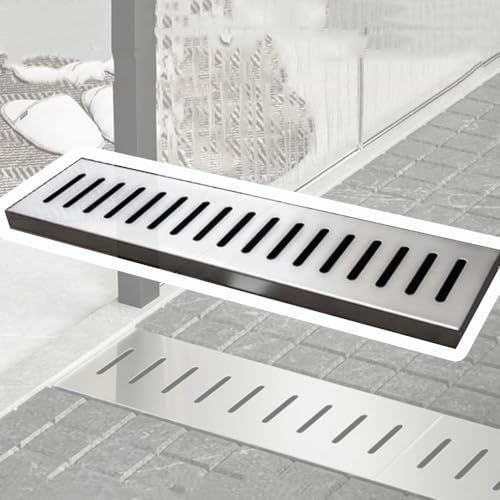 OPOLDBDMAC Badezimmer Entwässerungsrost Außenbereich Ablaufgitter Aus Edelstahl, Garten Gehweg Kanalisationsabdeckung Rechteckiges Entwässerungsgitter 10cm 15cm Breite(58x10x2.5cm/22.9x4x1in) von OPOLDBDMAC