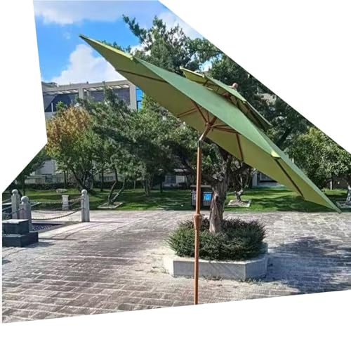 OPOLDBDMAC Doppeldach Sonnenschirm 8 Rippen Gartenschirm Marktschirm Strandschirm Mit Handkurbel Terrassenschirm Kippbar Tischschirm Schwarz 270cm(Apple Green) von OPOLDBDMAC
