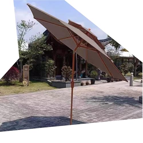 OPOLDBDMAC Doppeldach Sonnenschirm 8 Rippen Gartenschirm Marktschirm Strandschirm Mit Handkurbel Terrassenschirm Kippbar Tischschirm Schwarz 270cm(Coffee) von OPOLDBDMAC
