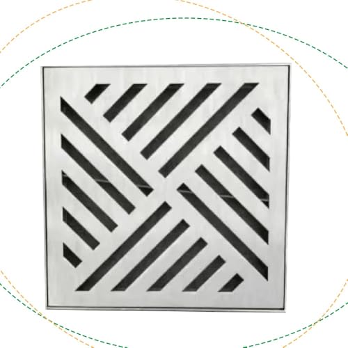 OPOLDBDMAC Edelstahl-Abflussabdeckung Quadratischer Bodenablauf 150/200/300 Mm Außenablaufgitter Abnehmbar Gitter Mit Rahmen Für Garten Terrassenrinne(Lines,20x20cm(7 7/8x7 7/8")) von OPOLDBDMAC