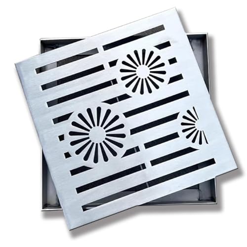 OPOLDBDMAC Edelstahl-Bodenablauf Mit Rahmen, Quadratischer Abflussabdeckungen Für Den Außenbereich, Antiblockierender Ablaufabdeckung Robuster Abwasserrost Silber(30x30cm(11 3/4x11 3/4")) von OPOLDBDMAC