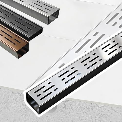 OPOLDBDMAC Entwässerungsrinne Fassadenrinne Terrassenrinne Edelstahl Extra Flach Kanalrost Schlank Abflusssieb，Abnehmbar Lineares Entwässerungsrost(Silver,5x3cm/2x1.2in) von OPOLDBDMAC
