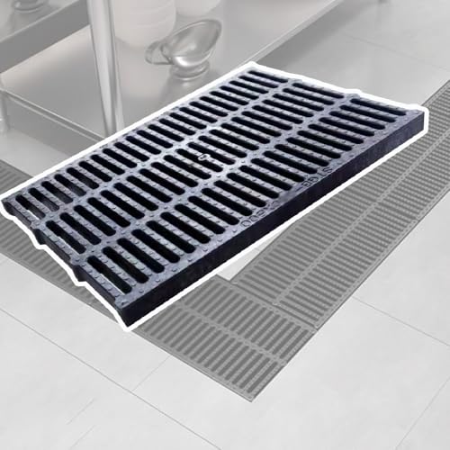 OPOLDBDMAC Entwässerungsrinne Rinnen Abflussgitter Polymerkunststoff Abflussgitter 20cm 25cm 30cm Breite Für Kanal Graben Trog Entwässerungssysteme, Robustes Rutschfest(L50cmX40cmXH3cm) von OPOLDBDMAC