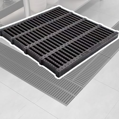 OPOLDBDMAC Entwässerungsrinne Rinnen Abflussgitter Polymerkunststoff Abflussgitter 20cm 25cm 30cm Breite Für Kanal Graben Trog Entwässerungssysteme, Robustes Rutschfest(L50cmX50cmXH5cm) von OPOLDBDMAC