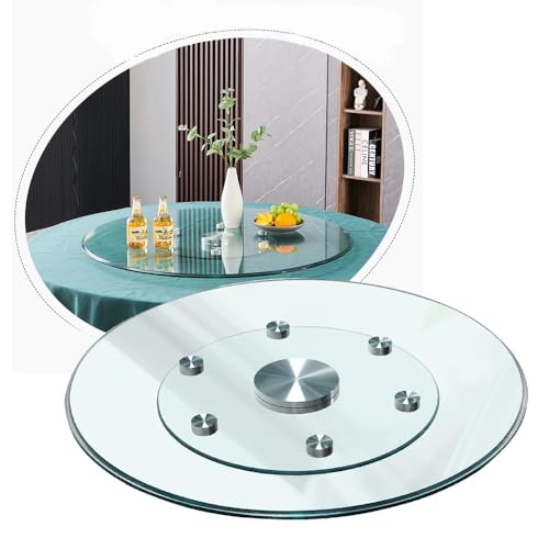 OPOLDBDMAC Großer Drehteller 70/80/90cm Esstisch Plattenspieler, 360 °Drehbare Platte Serviertablett Für Tischplatte, Gehärtetes Glas Drehbare Servierplatte Mit Silent Base, Küche Tische Drehscheibe(3 von OPOLDBDMAC