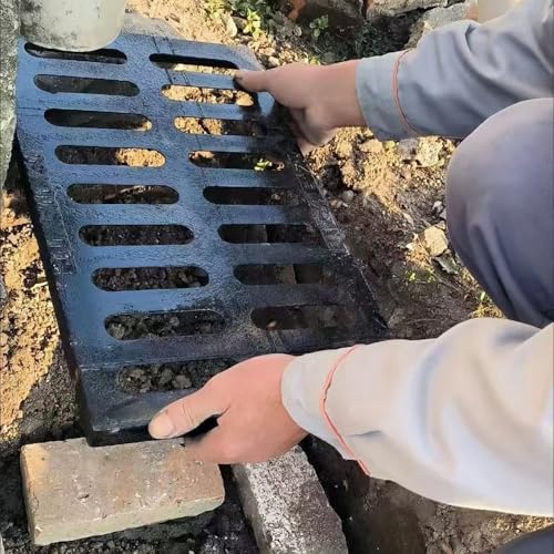 OPOLDBDMAC Gusseisen Entwässerungsrost Gehweg Auffahrt Abwasserkanal Abflussgitter Robuster Kanalisationsrost Terrassenrinne Ablaufgitter, Metall Grabenabdeckung(20x12in/50x30cm) von OPOLDBDMAC