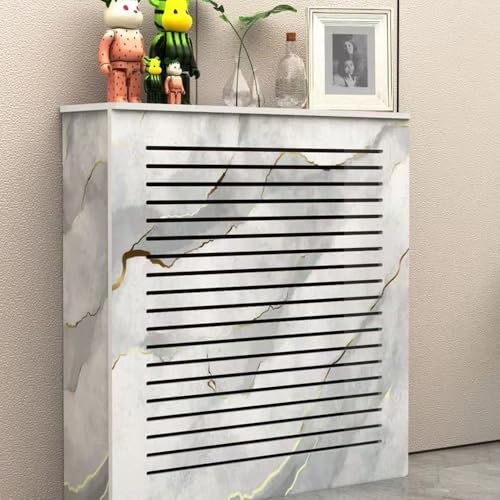 OPOLDBDMAC Heizkörperabdeckung Modern Heizkörper Abdeckung Mit Horizontalen Latten Heizkörperverkleidung PVC Holz Badezimmerschrank, Heizung Heizkörper Abdeckung(D,70x70x25cm/27.5x27.5x9.8in) von OPOLDBDMAC