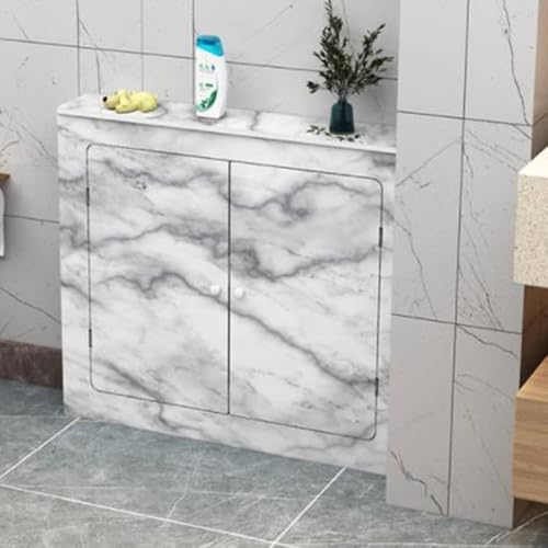 OPOLDBDMAC Heizkörperverkleidung, Klein Modern Heizungsverkleidung PVC Lackiert Schrank Heizkörper Abdeckung Für Wohnzimmer, Schlafzimmer, Küche, Wärmepumpe Verkleidung(4-side-E,80x80cm/31.5x31.5in) von OPOLDBDMAC