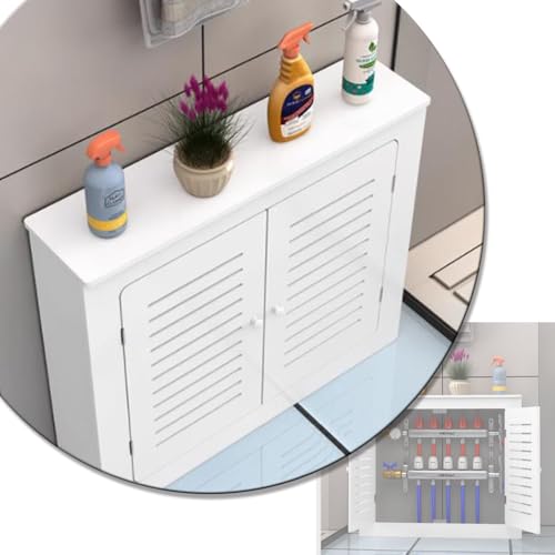 OPOLDBDMAC Heizkörperverkleidung Heizkörperabdeckung Heizungsverkleidung 2 Türen Heizkörper Abdeckung Staubdicht Badezimmerschrank Modernem Design Gitter Abdeckung(80x80x20cm/31.5x31.5x7.8in) von OPOLDBDMAC