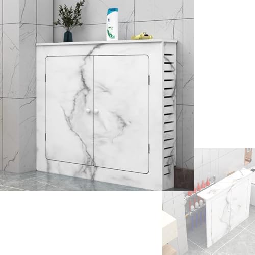OPOLDBDMAC Heizkörperverkleidung Heizung Heizkörper Abdeckung Mit 2 Türen, Heizkörperabdeckung HeizköRperkonsole Lamellen Verstaute Rohre Wärmepumpe Verkleidung(3-side-D,60x70cm/23.6x27.5in) von OPOLDBDMAC