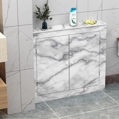 OPOLDBDMAC Heizkörperverkleidung Heizung Heizkörper Abdeckung Mit 2 Türen, Heizkörperabdeckung HeizköRperkonsole Lamellen Verstaute Rohre Wärmepumpe Verkleidung(3-side-E,70x70cm/27.5x27.5in) von OPOLDBDMAC