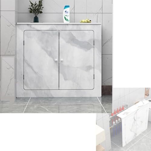 OPOLDBDMAC Heizkörperverkleidung Heizung Heizkörper Abdeckung Mit 2 Türen, Heizkörperabdeckung HeizköRperkonsole Lamellen Verstaute Rohre Wärmepumpe Verkleidung(4-side-A,80x80cm/31.5x31.5in) von OPOLDBDMAC