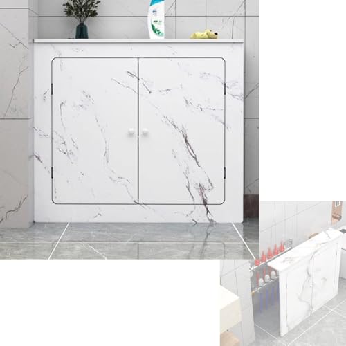 OPOLDBDMAC Heizkörperverkleidung Heizung Heizkörper Abdeckung Mit 2 Türen, Heizkörperabdeckung HeizköRperkonsole Lamellen Verstaute Rohre Wärmepumpe Verkleidung(4-side-B,70x80cm/27.5x31.5in) von OPOLDBDMAC