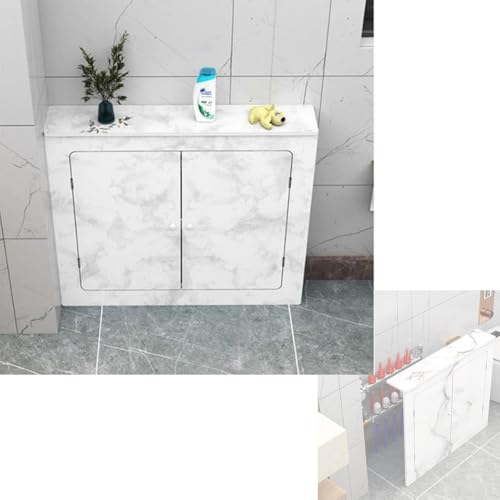 OPOLDBDMAC Heizkörperverkleidung Heizung Heizkörper Abdeckung Mit 2 Türen, Heizkörperabdeckung HeizköRperkonsole Lamellen Verstaute Rohre Wärmepumpe Verkleidung(4-side-C,70x80cm/27.5x31.5in) von OPOLDBDMAC