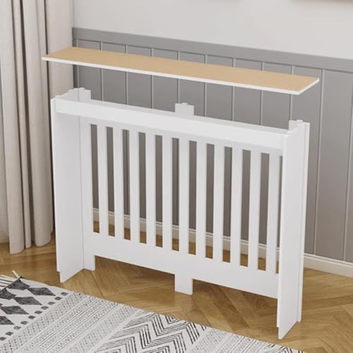 OPOLDBDMAC Heizkörperverkleidung Modern Heizkörperabdeckung Mit Vertikal Lamelle, Weiß Lackiert Schrank Heizkörper Abdeckung Für Wohnzimmer, Schlafzimmer, Küche(39.4Lx39.4Hx9.8"/100x100x25cm) von OPOLDBDMAC