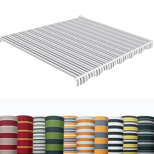 OPOLDBDMAC Markisenbespannung Markisenstoff Markisen Ersatzstoff Markisentuch Ersatzstoff Sonnenschutz Polyester Markisentuch Canvas Grau Streifen 350x250 cm(Gray,(16.4x10ft) 5X3M) von OPOLDBDMAC