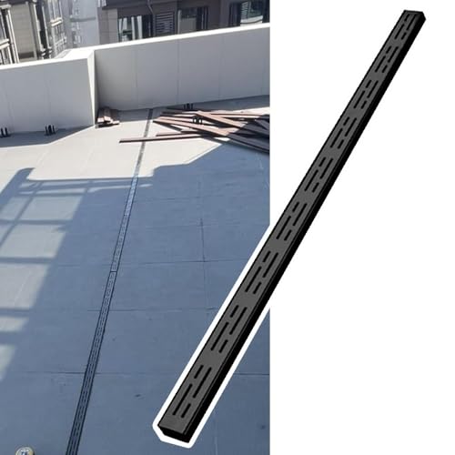 OPOLDBDMAC Schwarzer Entwässerungsrinne Abflusssieb Schmaler Rinnenablauf Lineare Regenrinnensiebe Für Hof Terrasse Garten, Abnehmbar Grabenentwässerung Gitter(Black) von OPOLDBDMAC