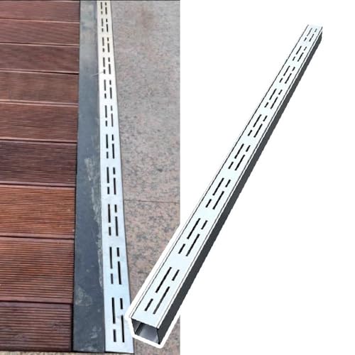 OPOLDBDMAC Schwarzer Entwässerungsrinne Abflusssieb Schmaler Rinnenablauf Lineare Regenrinnensiebe Für Hof Terrasse Garten, Abnehmbar Grabenentwässerung Gitter(Silver) von OPOLDBDMAC