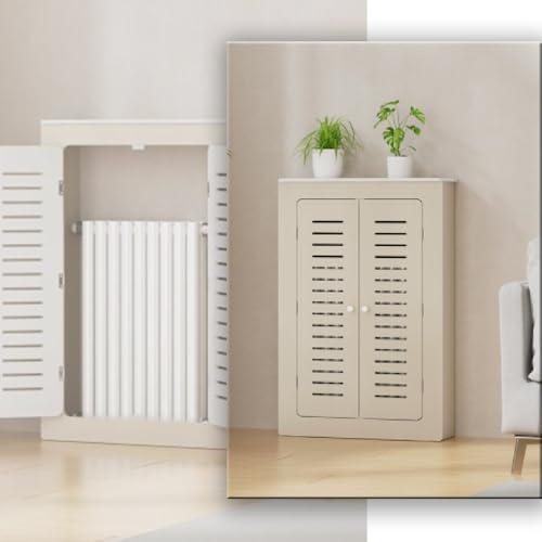 OPOLDBDMAC Wohnzimmer Heizkörperverkleidung Belüftung Heizkörperabdeckung Heizung Verkleidung PVC Heizungsverkleidung Mit 2 Türen, Heizungsabdeckung Für Schlafzimmer(70x80x20cm/27.5x31.5x7.8in) von OPOLDBDMAC