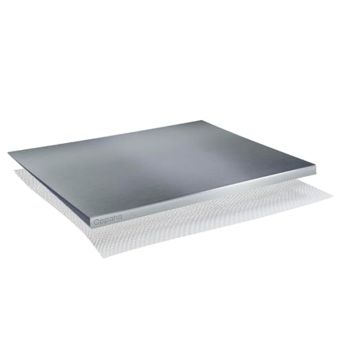 Oppaha - Küchenbrett aus Edelstahl - Professionelle Arbeitsplatte zum Kneten - Oberfläche aus AISI 304 mit rutschfester Matte - Logo im Metall geschnitten - 40 x 47 cm Oppaha - Küchenbrett aus Edelstahl - Professionelle Arbeitsplatte zum Kneten - Oberfläche aus AISI 304 mit rutschfester Matte - Logo im Metall geschnitten - 40 x 47 cm von OPPAHA