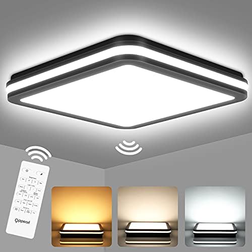 LED Deckenleuchte mit Bewegungsmelder, 24W 2400LM Sensor Deckenlampe Dimmbar mit Fernbedienung, Memoryfunktion, IP54 Sensorlampe für Garage, Treppen, Keller, Flur, Balkon, Diele, Badezimmer 26*26CM von OPPEARL