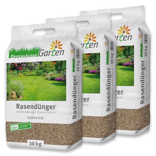 OPPENHÄUSER Rasendünger Herbst 30kg bis 1500m² - Sofortwirkung für sattgrünen und robusten Rasen, verdrängt Moos, Sofortdünger von OPPENHÄUSER