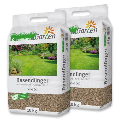 OPPENHÄUSER Rasendünger Herbst 20kg bis 1000m² - Sofortwirkung für sattgrünen und robusten Rasen, verdrängt Moos, Langzeitdünger von OPPENHÄUSER
