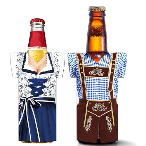 Oktoberfest Deko, Oktoberfest Accessoires Bierflaschen Kühler Bierkühler (2er Pack) für 0,3l, 0,33l & 0,5l Langhaltende Kühle von OPPKEPT
