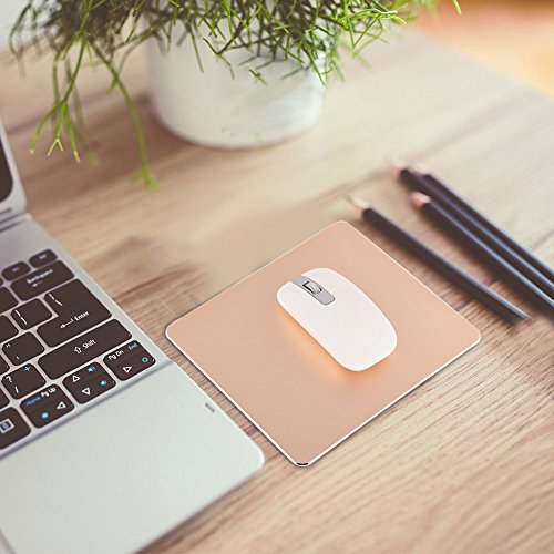 Metall-Mauspad, Mauspads für Schreibtisch, Doppelseitiges Mauspad mit Präziser Steuerung, rutschfeste Gaming-Mauspad-Matte aus Aluminiumlegierung für PC (Gold) von OPPWONG