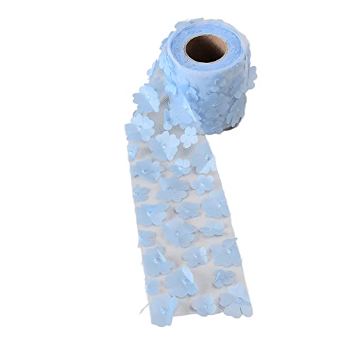 OPPWONG Blumen Tüll Brötchen, Nähen Spitze Funkelnde Tüllbrötchen Schöne DIY Flexible Blumen Tüll Rollen 8 Cm 10yd Exquisit Hell Breiter Anwendung Spool Stoff Stoff (hellblau) von OPPWONG