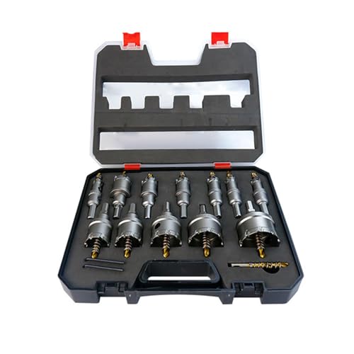 OPPWONG Lochsäge Kit, 6-50 Mm Schwere Spitzen-Loch-Säge Bohrbohrbit Metall Loch Säge Bohrbit Bit Carbid Loch Sägeschneider für Metall, Edelstahl, Eisen, Aluminium, Holz (12-teiliges Set) von OPPWONG