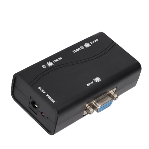 OPPWONG VGA Splitter, Splitter -Kabel -Adapter mit USB Kabel 1 In 2 Out 250 MHz USB Powered 1920x1440 1080p In Chip Video für Bildschirm Duplizierung Eingebaut von OPPWONG